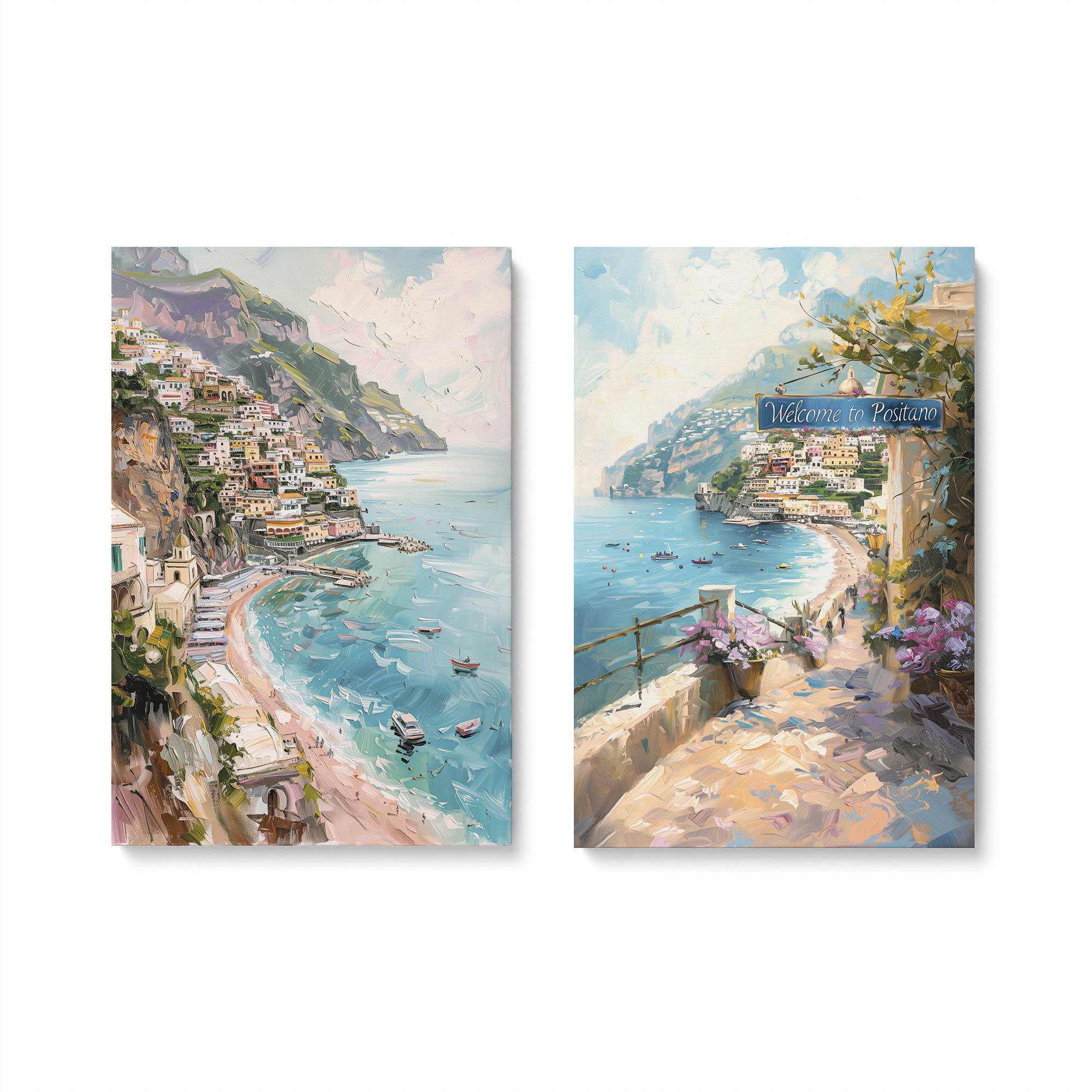 Coastal Charm Paradise Wall Art - Set of 2 Canvas Prints for Beach House Decor, Living Room & Bedroom