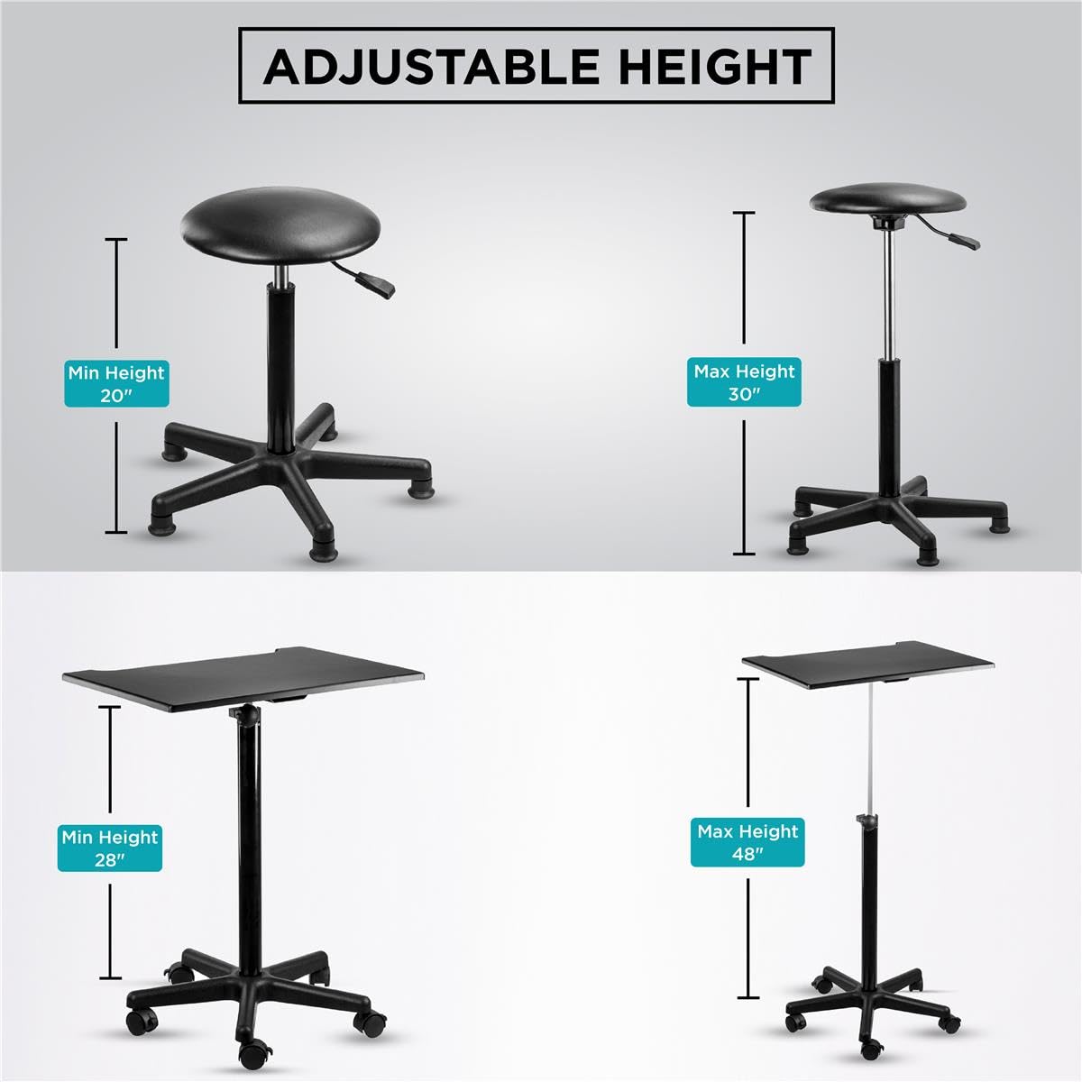 Flashpoint Photography Posing Table & Stool Kit - Adjustable Height (28-48