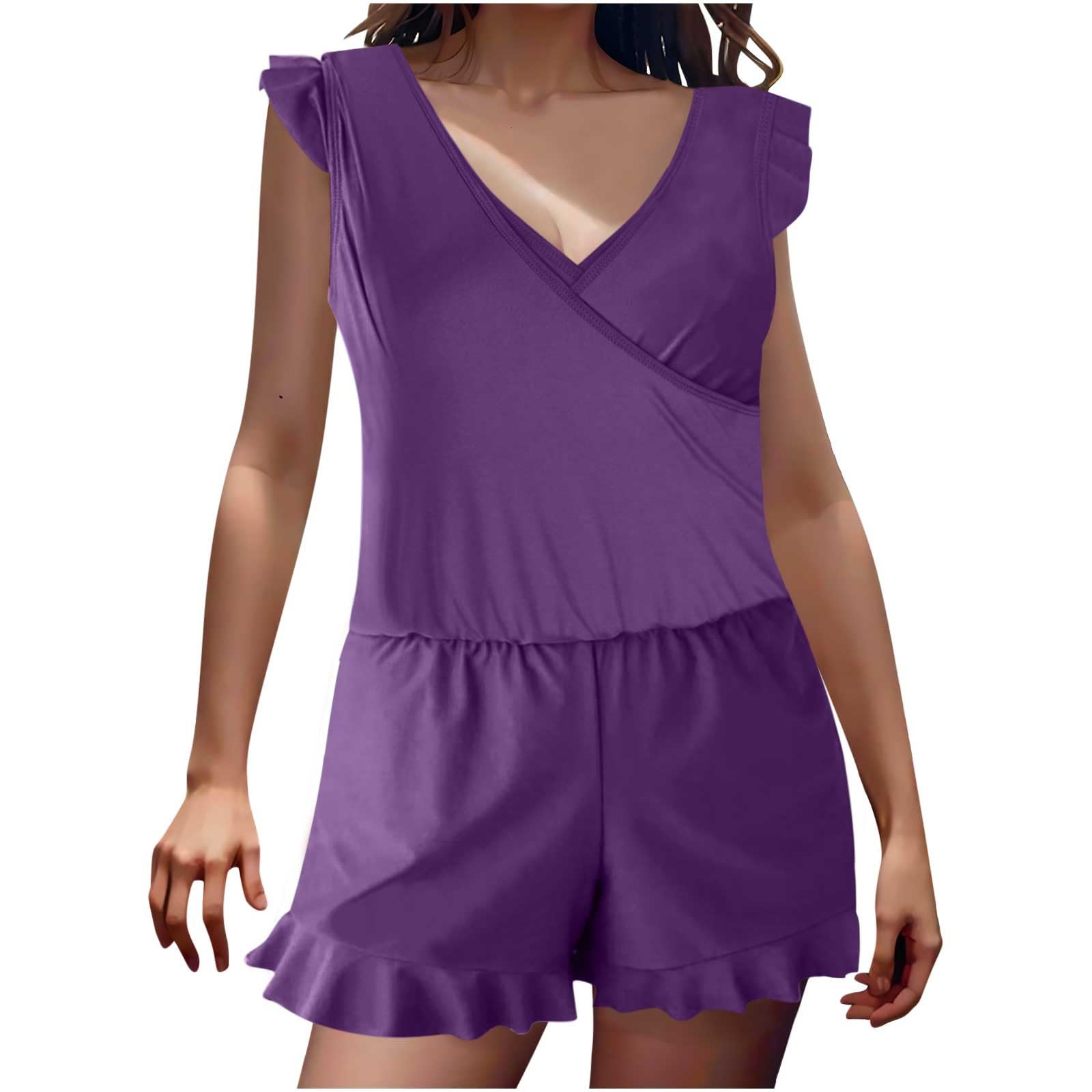 Women's Ruffle Sleeve Romper Swimsuits - One Piece Bathing Suit with Built-in Bra & Shorts | Beachwear, Pool Party, Summer Vacation Outfit
