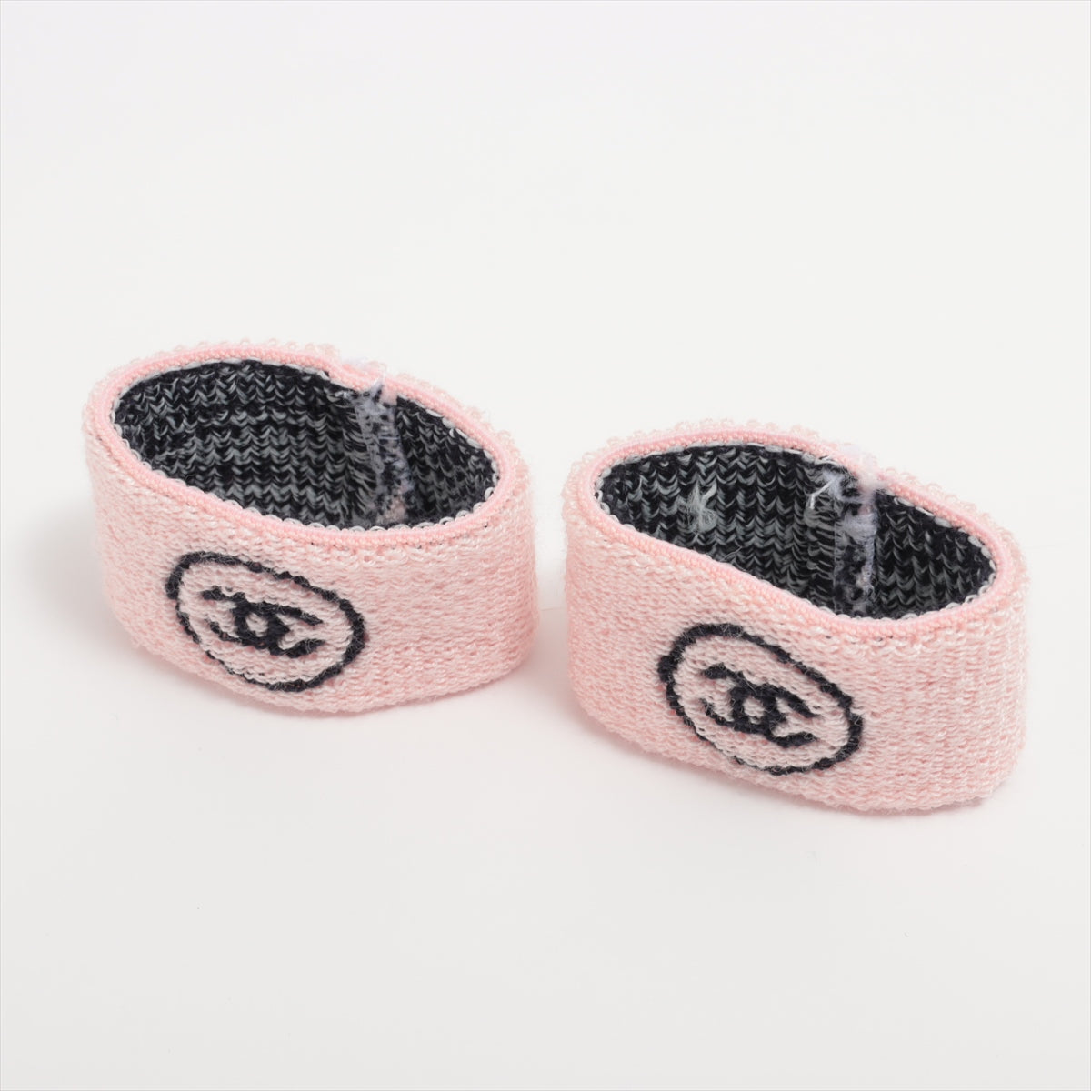 Chanel Coco CC Logo Knit Headband & Wristband Set - Pink & Black Fashion Accessories for Women | Perfect for Winter Outfits, Gym Wear & Casual Style