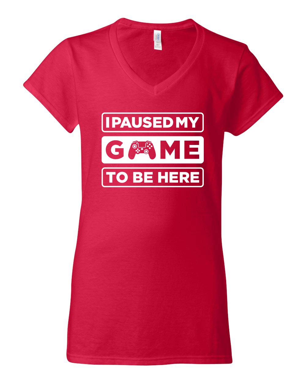 I Paused My Game to Be Here Gamer Women’s V-Neck Tee – Perfect for Gaming, Casual Wear, and Conventions