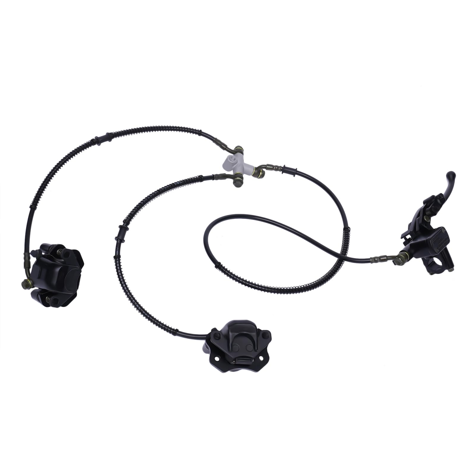 125cc-250cc ATV Quad Go Kart Front Wheel Hub Steering Knuckle Spindle Brake Disc Rotor Kit (7PCS Set with Caliper) - Perfect for Off-Roading, Racing & Trail Riding