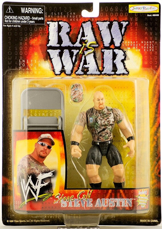 WWF Jakks Pacific Stone Cold Steve Austin Action Figure - 1999 Raw Is War Collectible Wrestling Toy for Fans & Display