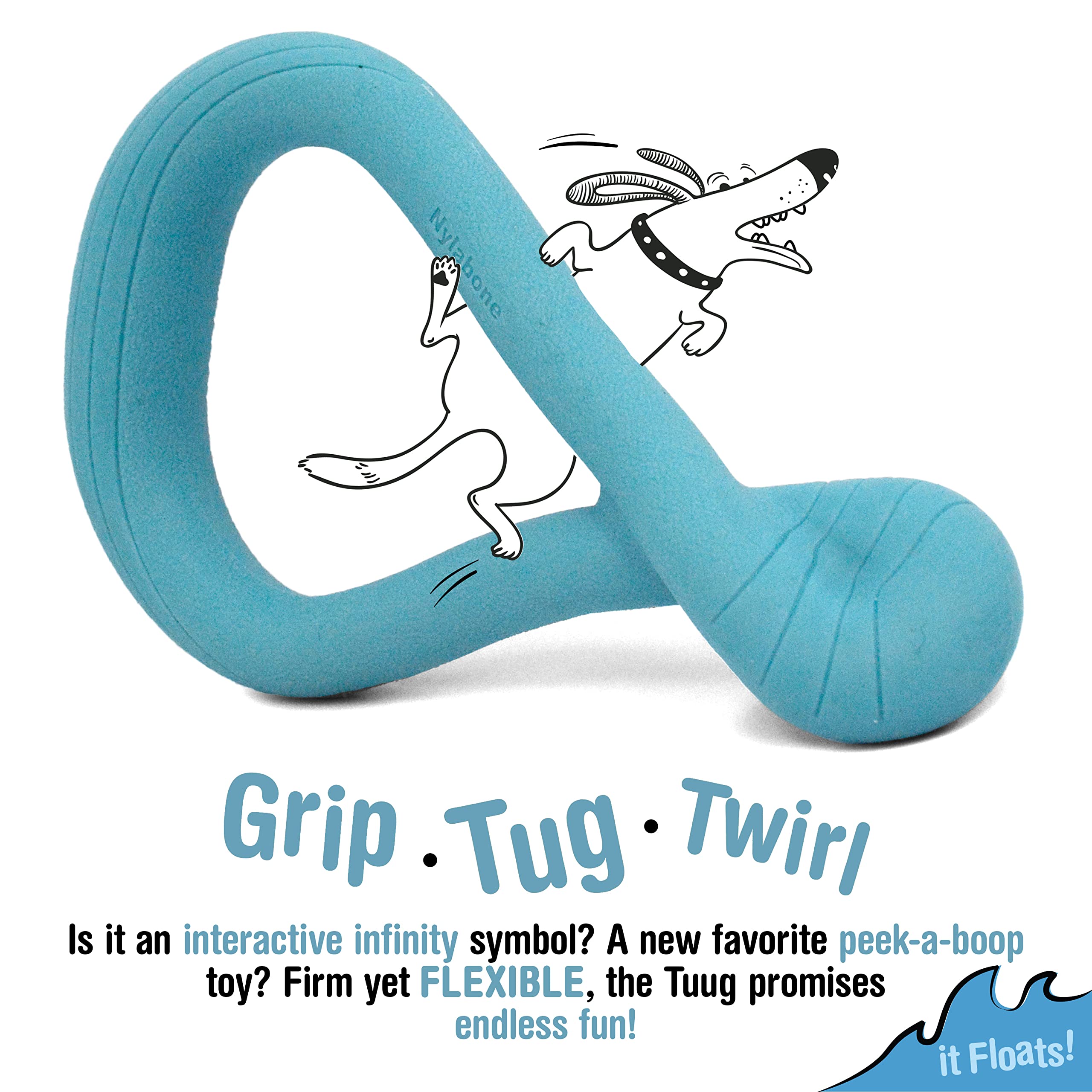 Nylabone Tuug Interactive Dog Toy - Durable Tug Toy for Play & Exercise - Firm Yet Flexible for Creative Play - Perfect for Indoor & Outdoor Fun - Great for Training & Bonding with Your Dog