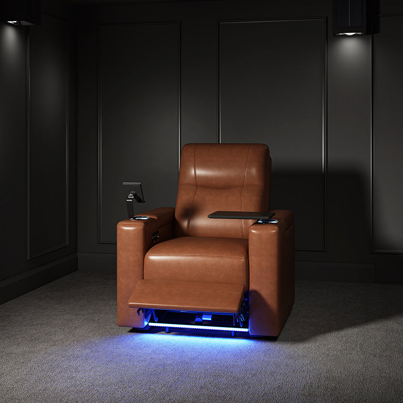 Iliana Electric Genuine Leather Recliner Chair with Side Table & Phone Holder - Power Lift Reclining Sofa for Living Room, Home Theater & Office Comfort
