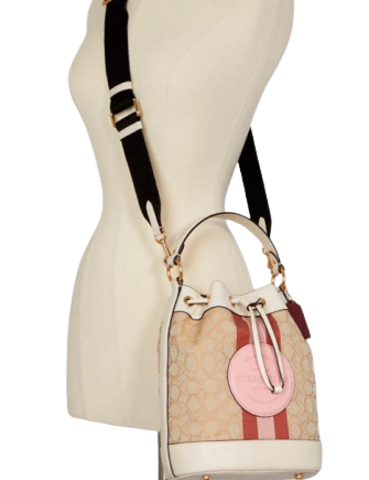 Coach Dempsey Drawstring Bucket Bag - Signature Jacquard with Stripe & Patch | Stylish Crossbody Purse for Women, Perfect for Work, Travel & Everyday Use
