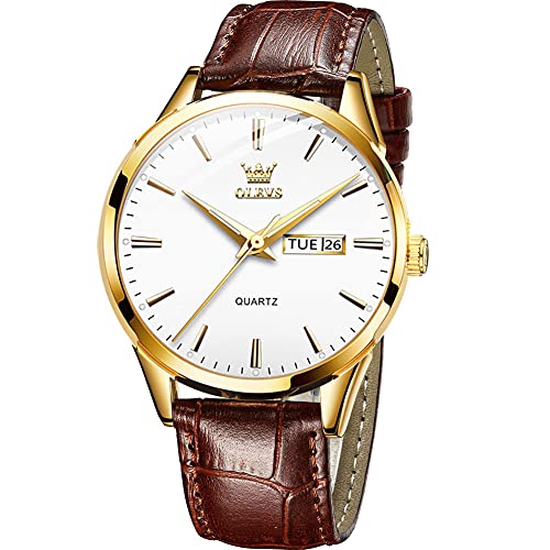 brown leather white dial