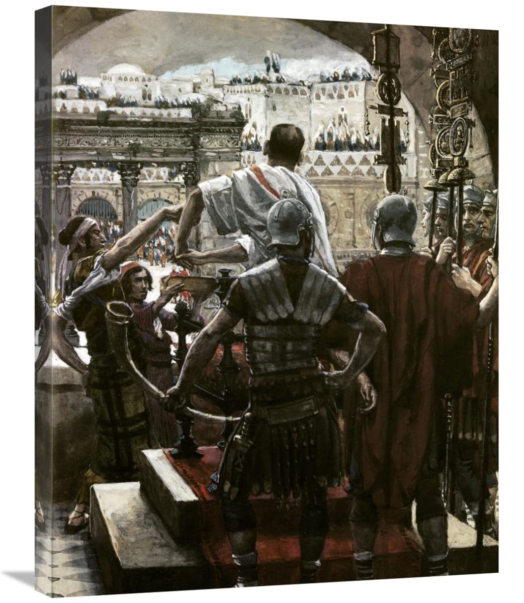 30 Inch James Tissot 'Pilate Washes His Hands' Art Print - Religious Wall Decor for Home, Office & Church