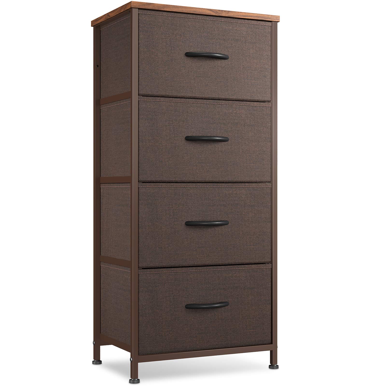 Cubiker 4-Drawer Fabric Dresser Storage Tower - Sturdy Steel Frame & Wood Top - Compact 16