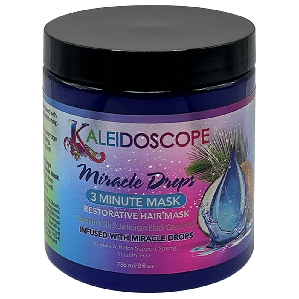 Kaleidoscope Miracle Drops Hair Care Set - Coconut Milk, Honey & Aloe Vera Shampoo, Conditioner & 3-Minute Mask with Rice Water for Deep Moisturizing - 3-Piece Styling Bundle for Dry, Damaged Hair | Perfect for Daily Nourishment & Salon-Quality Treatment at Home