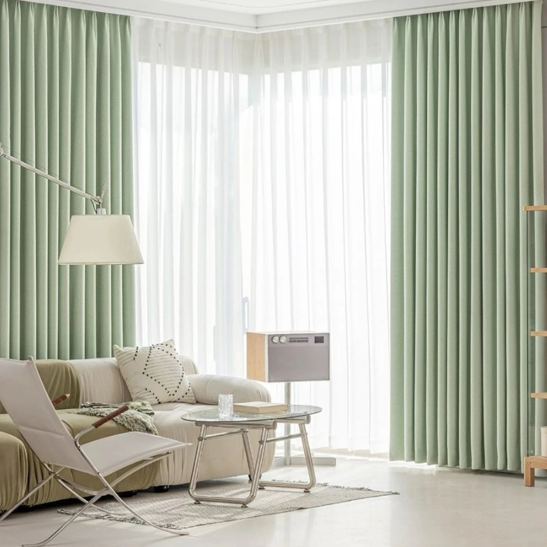 Blake Chenille Basketweave Blackout Curtains for Bedroom - Custom Room Darkening Window Drapes for Home Theater & Nursery