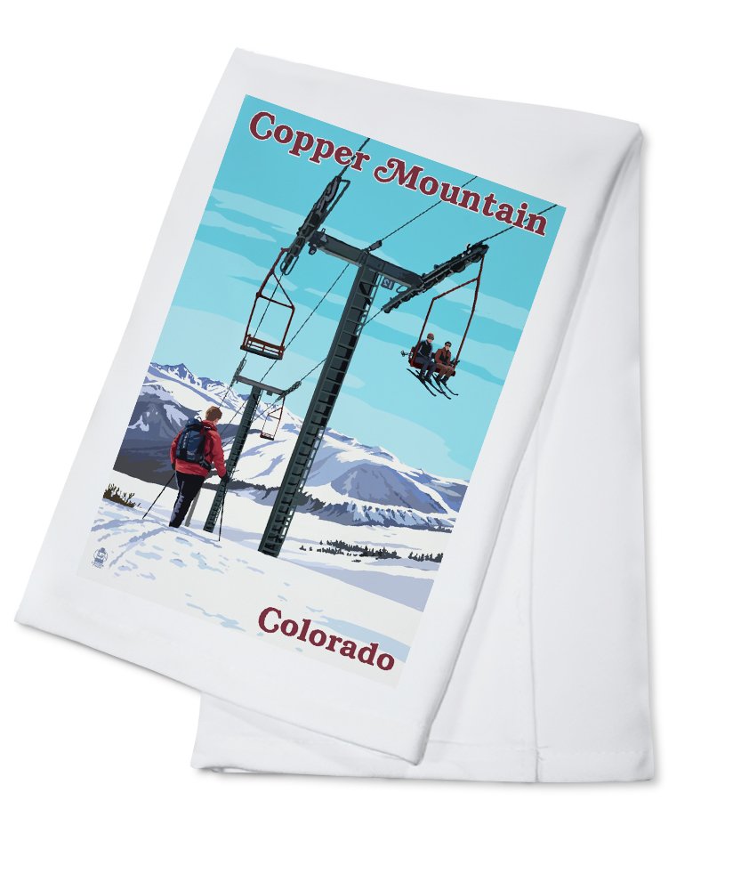 Colorado Ski Lift Day Scene Tea Towel - 100% Cotton Decorative Hand Towel for Kitchen, Home Decor & Gifts - Perfect for Dish Drying, Wall Art, and Cozy Cabin Decor