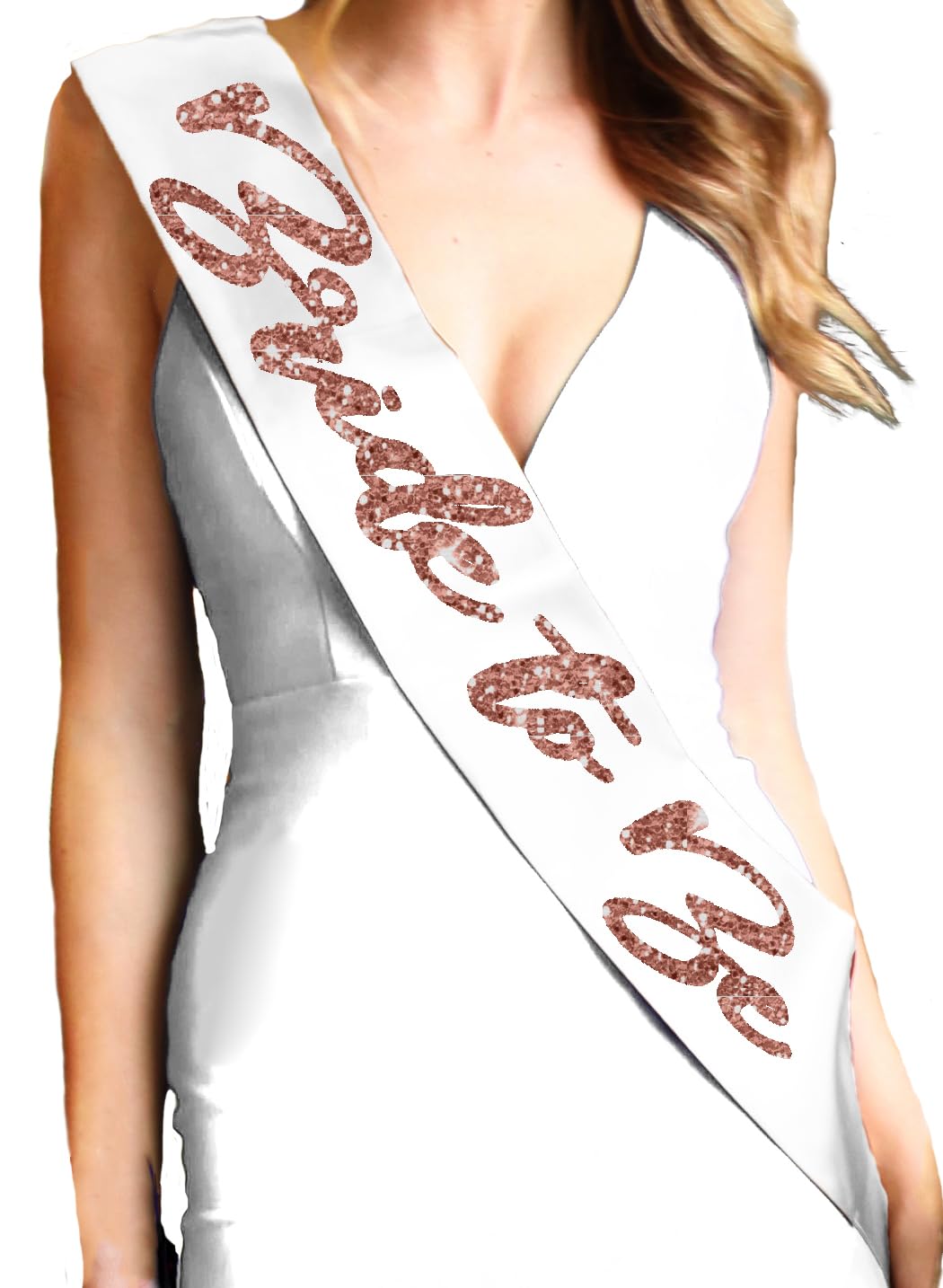 Rose Gold Bridal Sash - Premium Satin Bride to Be Sash for Weddings, Bachelorette Parties & Bridal Showers - Elegant White Wedding Accessory