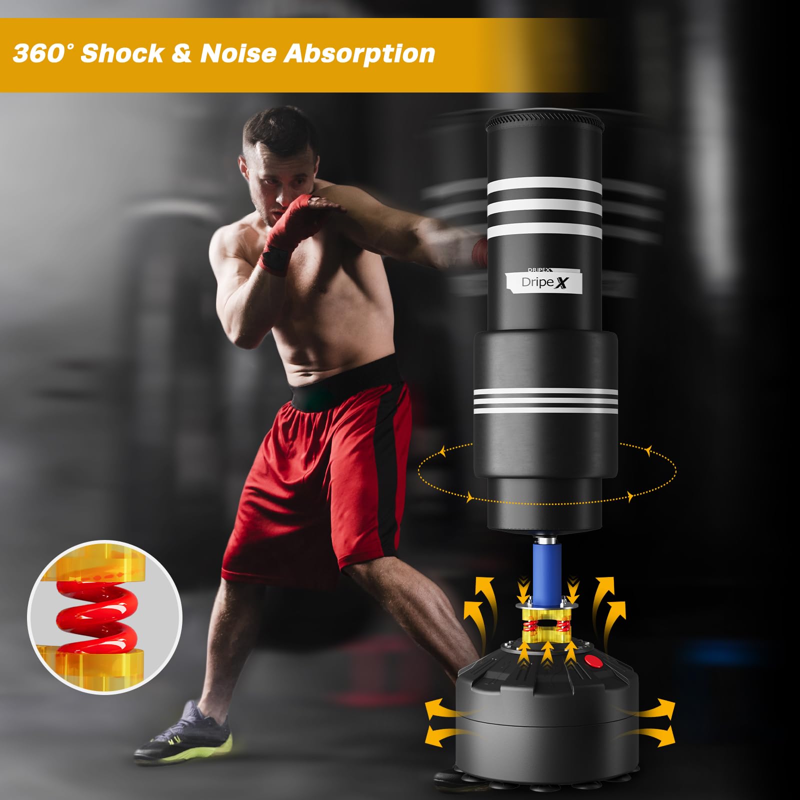 Dripex Freestanding Punching Bag for Adults & Youth - Heavy Duty Standing Boxing Bag with Stand - Perfect for Home Gym, Boxing Training, Cardio Workout & Fitness
