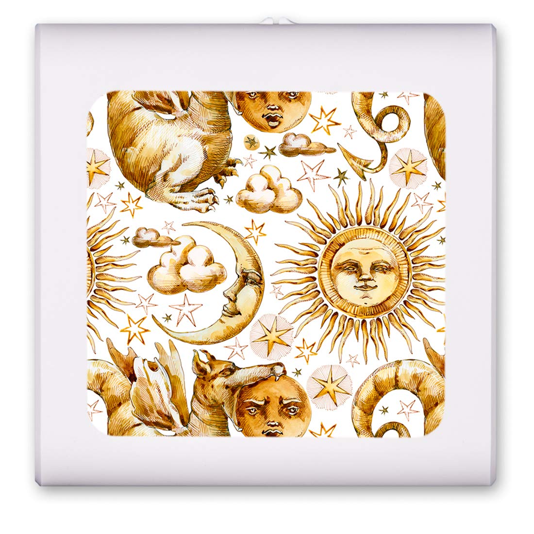 Dimmable LED Night Light with Auto On/Off Sensor - Adjustable Brightness, Warm White Light for Bathroom, Hallway, Nursery & Bedroom - Golden Moon Sun Dragon Design - Perfect for Nighttime Safety & Comfort