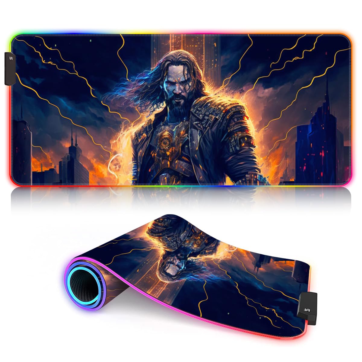 HEYCE Large LED Gaming Mouse Pad (60x35x0.3cm) - Extended RGB Keyboard Mat with Stitched Edges for PC, Laptop, Office & Esports - Waterproof Non-Slip Surface for Gamers & Professionals
