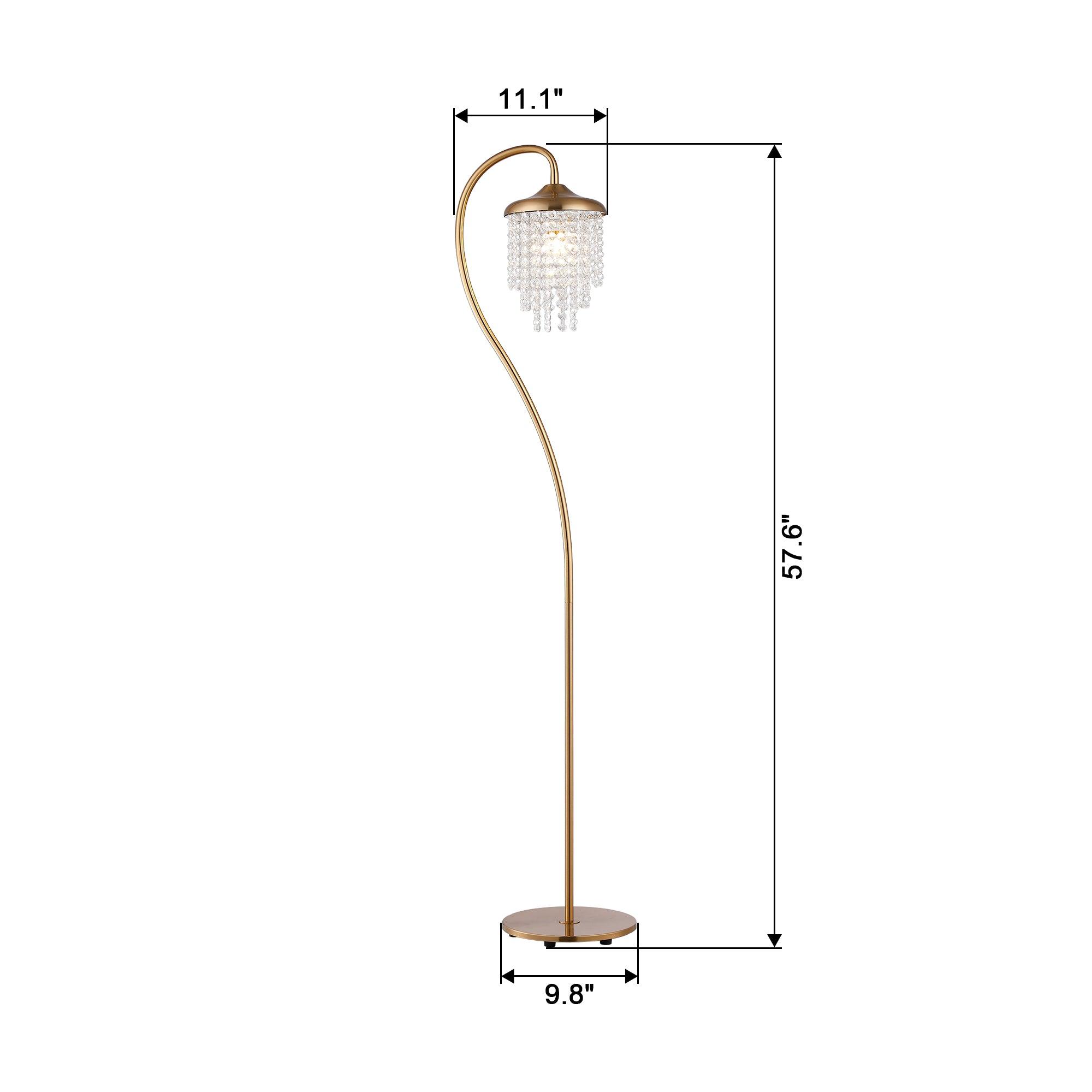 1 Light Golden Floor Lamp with Crystal Shade - Modern Elegant Standing Light for Living Room, Bedroom & Office - Perfect for Reading, Relaxing & Home Decor