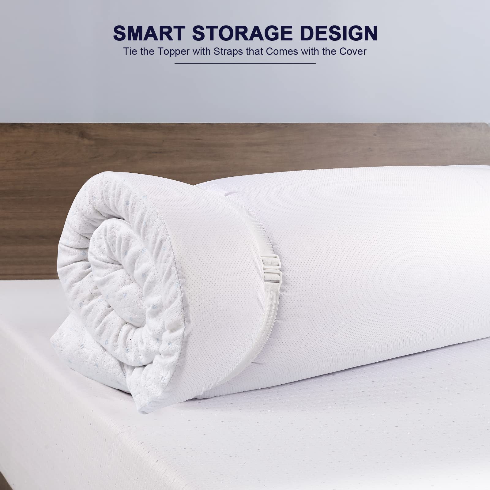 4 Inch Twin XL Mattress Topper Cover - OEKO-TEX Certified Bamboo Zippered Protector with Adjustable Straps & Anti-Slip Silicone Bottom | Removable & Washable | Perfect for Dorms, Guest Beds & Memory Foam Toppers