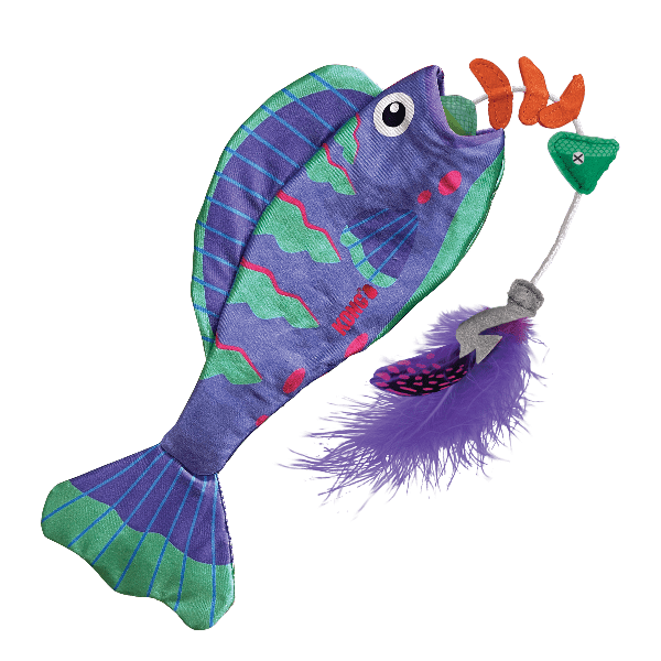 KONG Wrangler Angler Fish Cat Toy - Durable Interactive Cat Toy for Indoor Play, Hunting & Fetch Games - Perfect for Kittens & Adult Cats
