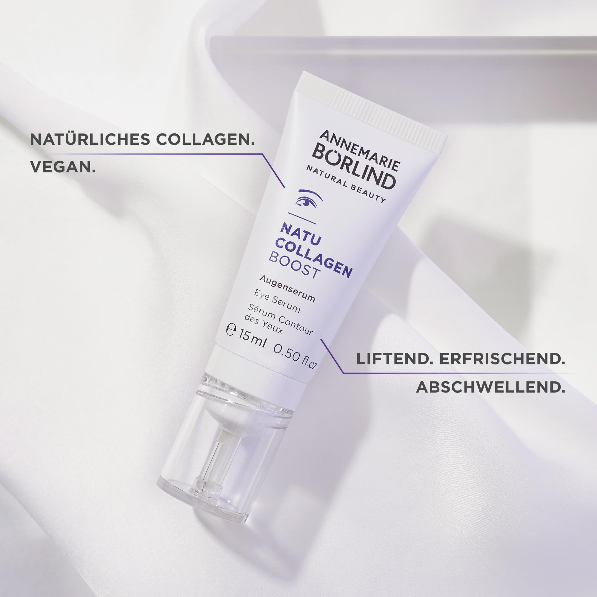ANNEMARIE BÖRLIND NATU COLLAGEN Eye Serum - Firming & Brightening Under Eye Treatment with Botanical Collagen & Plant Protein | Dark Circle & Puffiness Reduction | 0.5 Fl Oz | Perfect for Morning & Night Skincare Routine