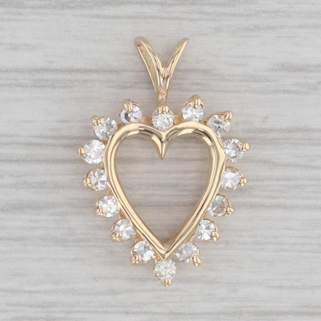 0.36ctw Diamond Halo Open Heart Pendant in 14k Yellow Gold - Elegant Necklace for Valentine's Day, Anniversary & Special Occasion Gifts