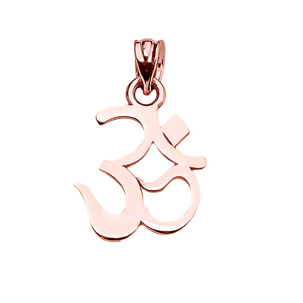14K Rose Gold Ohm OM Ganesh Yoga Charm Pendant Necklace for Meditation, Spiritual Jewelry Gift for Yoga Lovers & Practitioners