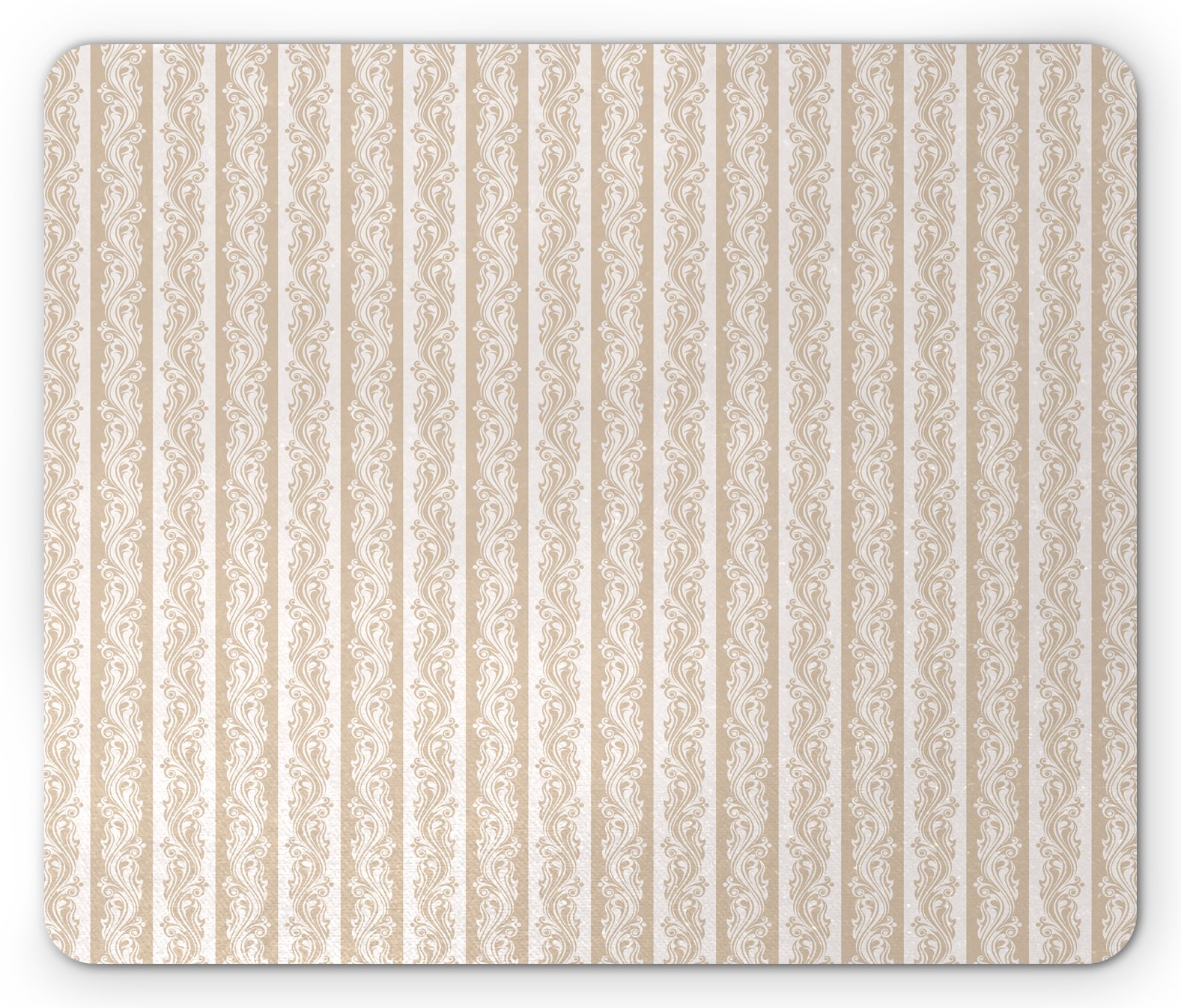 Ambesonne Ivory Mouse Pad with Victorian Swirls & Baroque Striped Pattern - Non-Slip Rubber Mousepad for Office & Gaming - Standard Size Cream Tan Computer Accessory for PC Laptop & Desktop