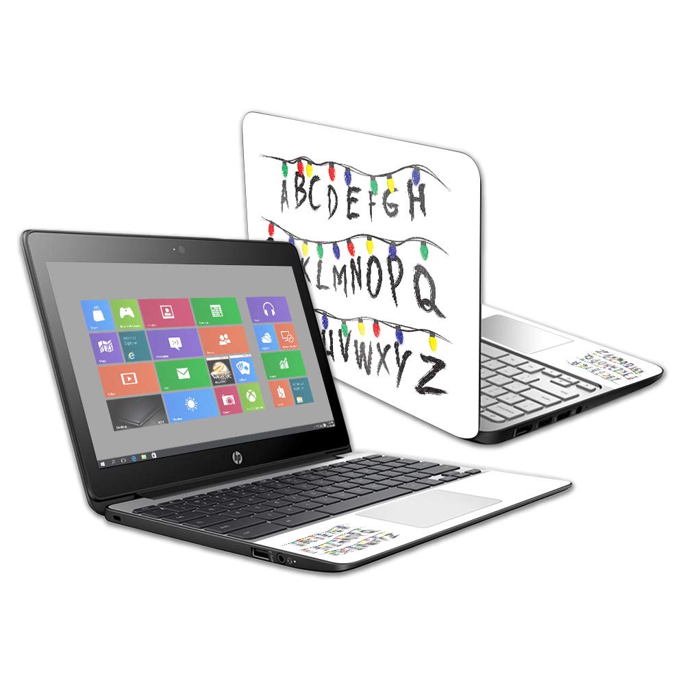 MightySkins Glossy Glitter Skin Cover for HP Chromebook 11 G5 11.6 Inch Laptop - Stranger Alphabet Design | Protective & Durable High-Gloss Finish | Easy to Apply, Remove & Change Styles | Made in USA | Perfect for School, Work & Travel Accessories