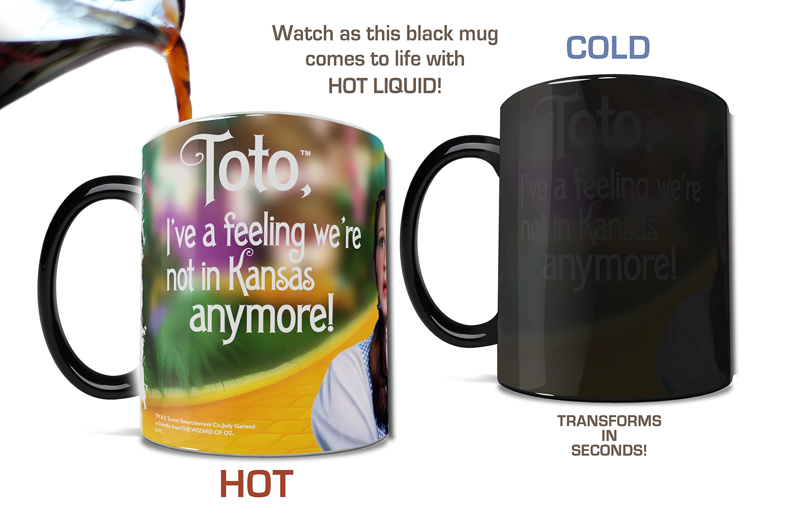 Wizard of Oz Morphing Mug - Dorothy & Toto Ceramic Coffee Cup (Black) | Heat Activated Design for Home, Office & Gift Giving