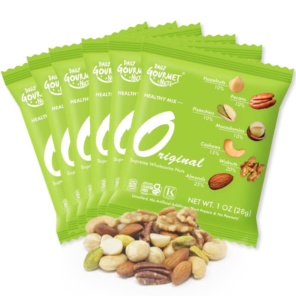 Premium Unsalted Mixed Nuts Snack Packs - Healthy No Peanuts Trail Mix, Individually Wrapped Gourmet Nuts for Office, Gym & Travel - Deluxe Assorted Nut Snacks