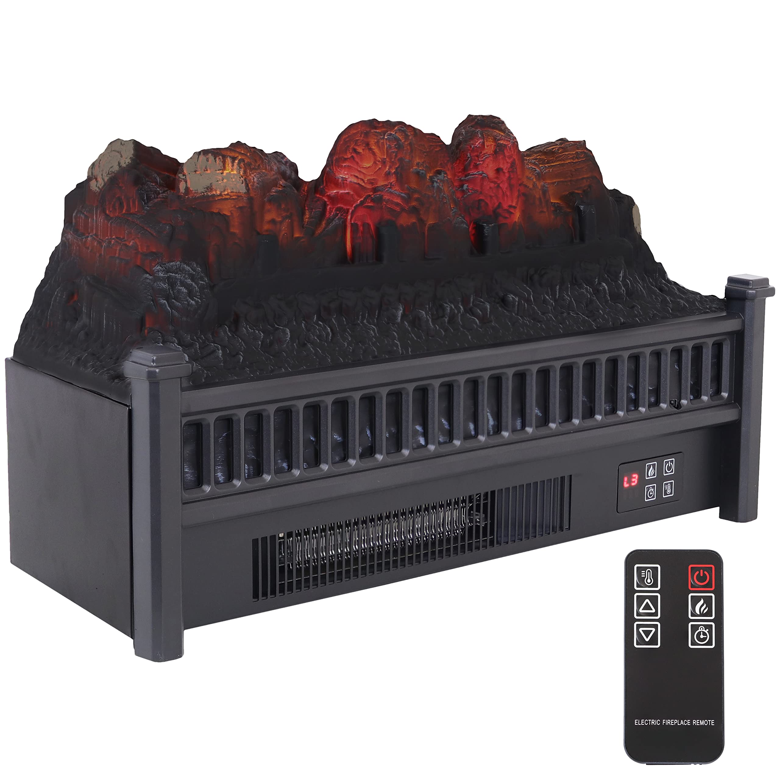 Sunnydaze Electric Fireplace Insert Heater with Realistic Heated Logs - 1500W Indoor Fireplace Heater - Polypropylene Construction - Perfect for Living Room, Bedroom & Office Warming