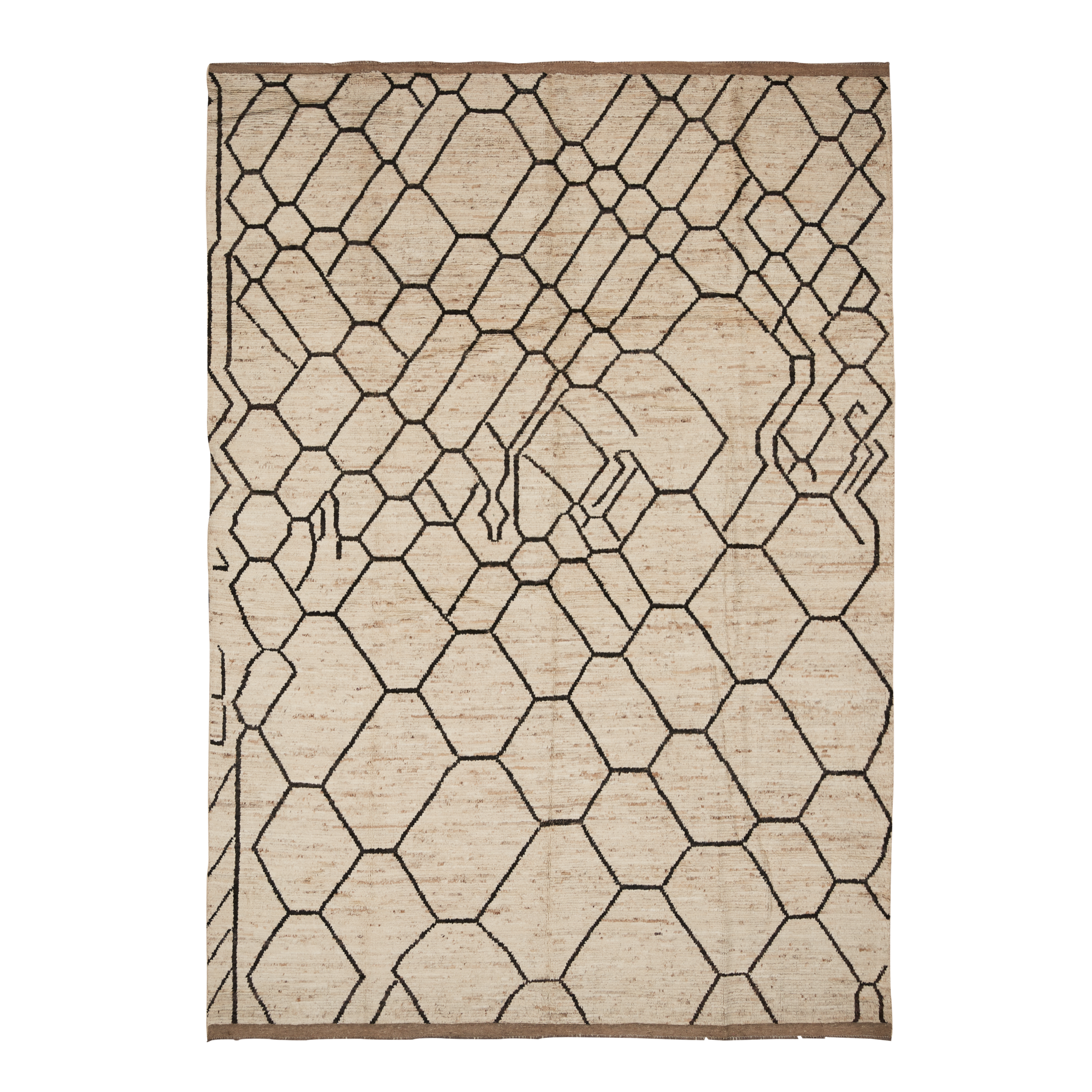 Lodhi Ivory/Black Handmade Wool Rug - Premium Soft & Durable Area Carpet for Living Room, Bedroom, or Office Decor