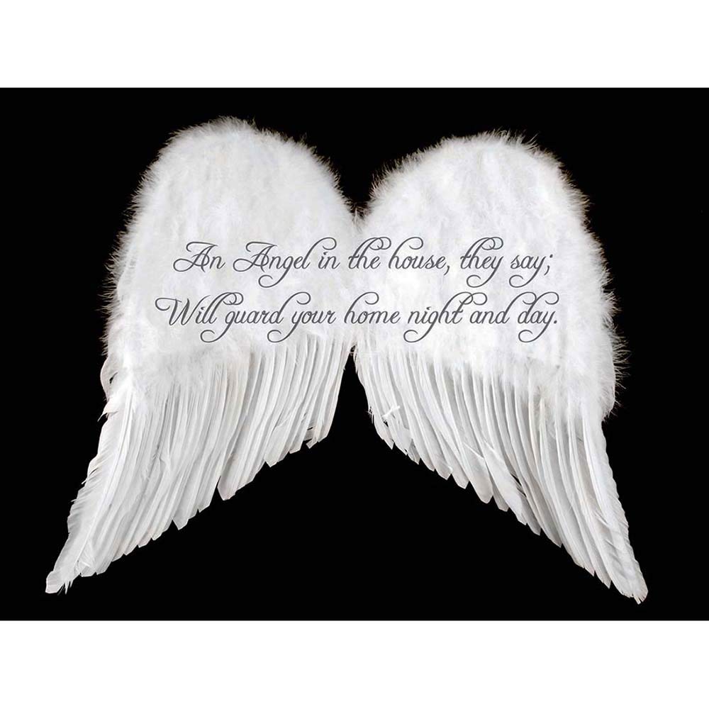 Wee Blue Coo Angel House Guard Wall Art Print - Motivational Quote Poster with Wings for Home Decor | Perfect for Living Room, Bedroom & Office Inspiration
