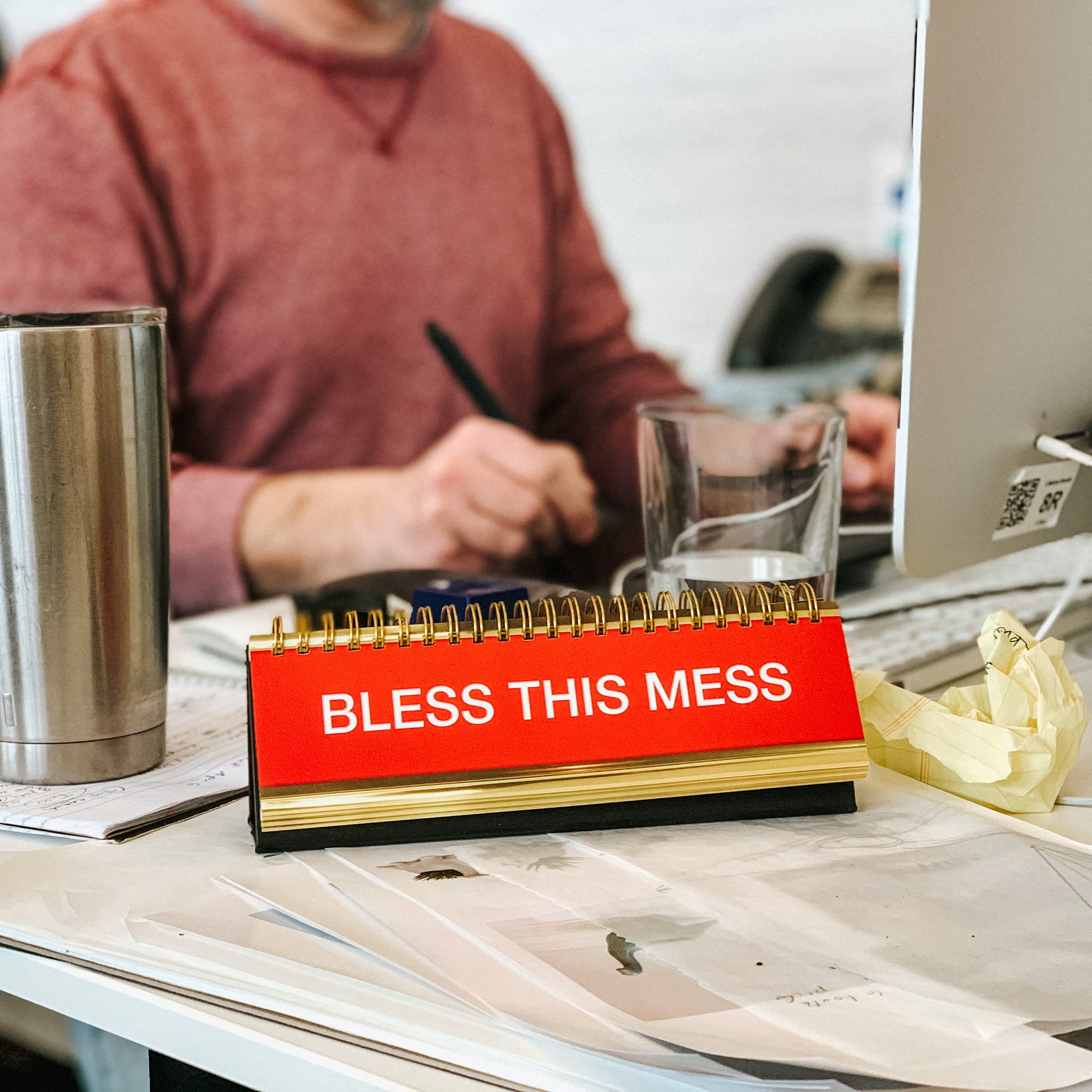 Genuine Fred Daily Desk Plaque - Motivational Desktop Flip Calendar with Inspirational Quotes | Perfect Office Decor for Workstations, Desks & Home Offices