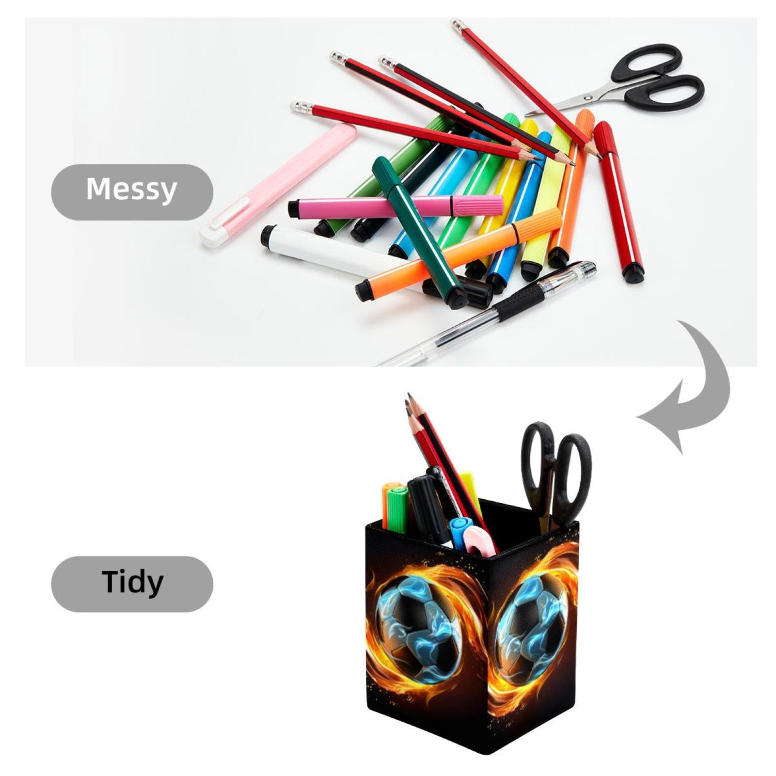 Flaming Football Pen Holder for Desk - Stylish Pencil Organizer for Office & School Supplies - Perfect for Desk Organization & Gift Giving