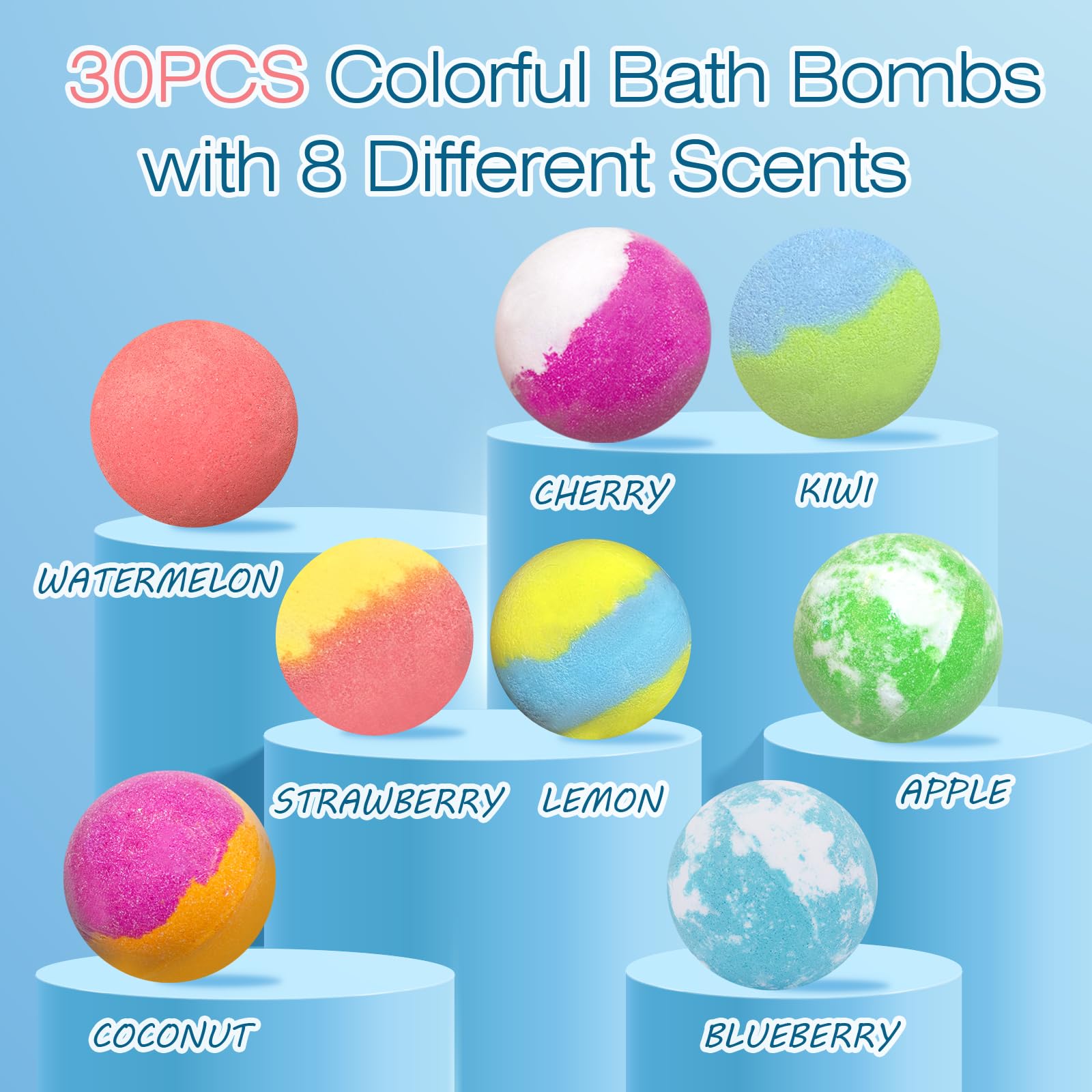**30-Pack Kids Bath Bombs with Surprise Toys Inside - Fun Bubble Bath Fizzies for Boys & Girls | Birthday, Christmas, Halloween Party Favors | Handmade, Child-Safe for Relaxing Bath Time Play**
