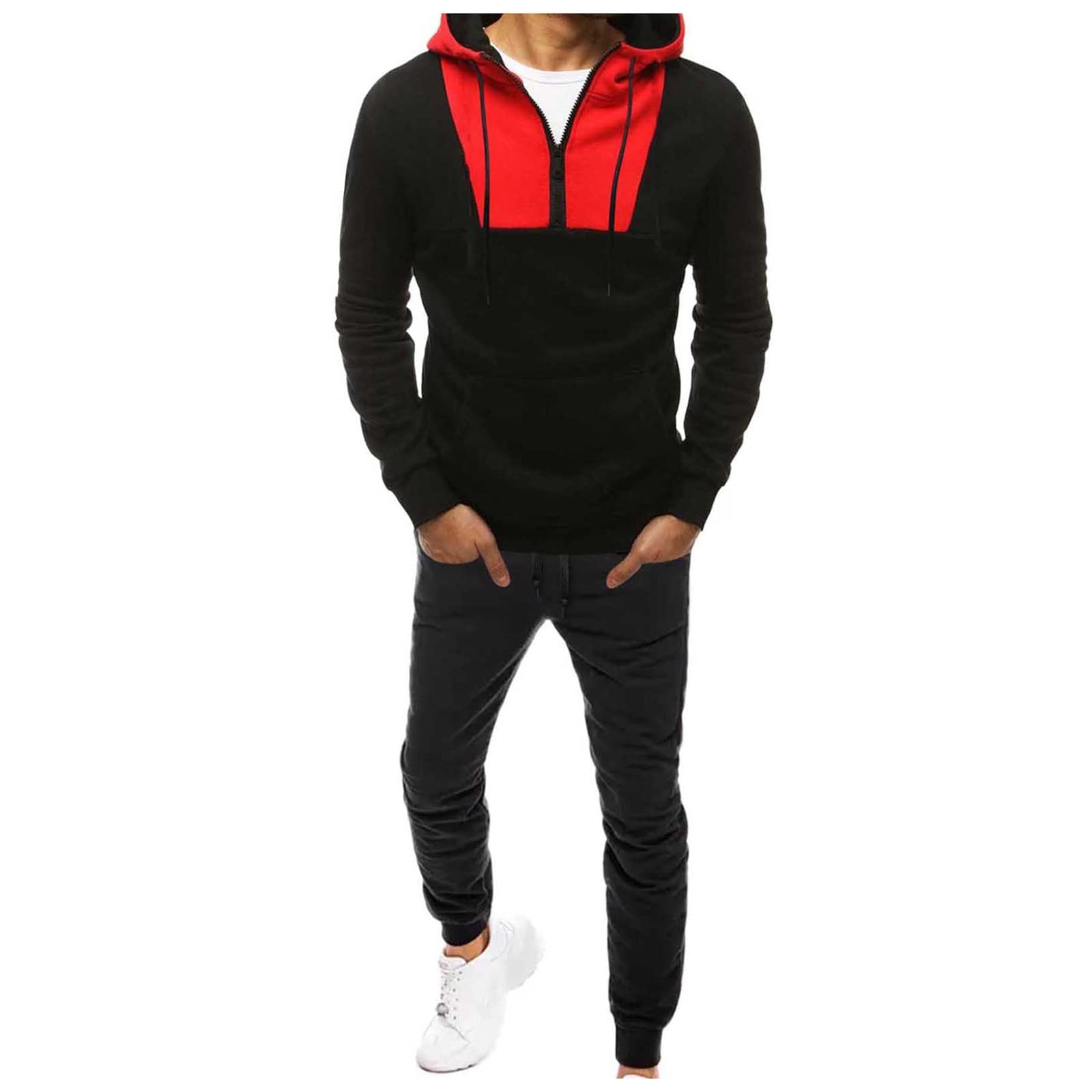 Men's 2-Piece Casual Tracksuit Set - Autumn Winter Zipper Hoodie & Jogger Pants for Sports, Gym, Lounge & Outdoor Activities