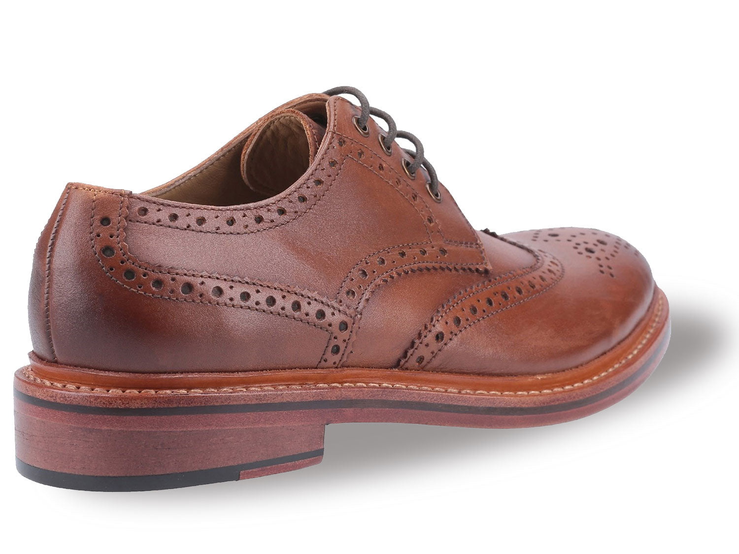 Cotswold Quenington Genuine Leather Brogue Shoes for Men - Classic Oxford Style Dress Shoes for Formal & Business Occasions