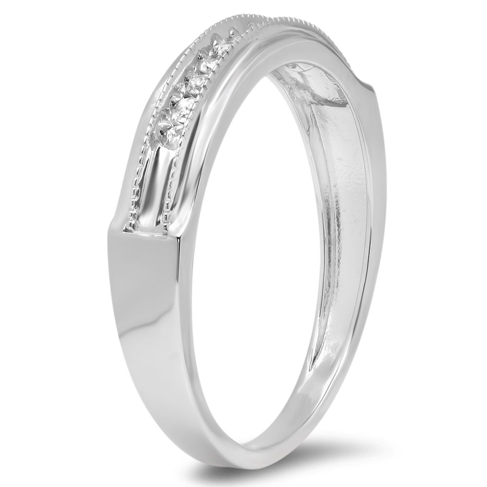 Dazzlingrock Collection 0.16 Carat (ctw) Round Diamond Men's Wedding Band Ring in Sterling Silver - Anniversary Gift, Stackable Design for Everyday Wear or Special Occasions