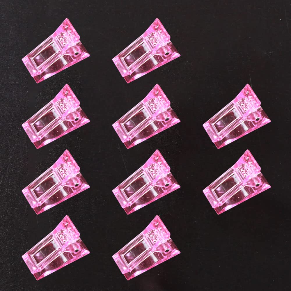 10Pcs Pink Nail Tips Clips for Polygel Nail Extension - Quick Building UV LED Builder Clamps for Manicure & Nail Art - Perfect for Salon, Home DIY, and Professional Nail Technicians