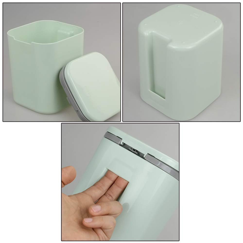 Compact 0.5 Gallon Push-Button Trash Can for Kitchen Countertop - Space-Saving Small Waste Bin with Lid, Perfect for Bathroom, Office, or Dorm Room (Green)