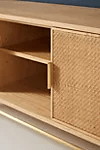 Handmade Natural Cane Media Console - Wallace Rattan TV Stand for Living Room, Bedroom & Home Decor | Stylish Storage Shelf for Books, Plants & Electronics