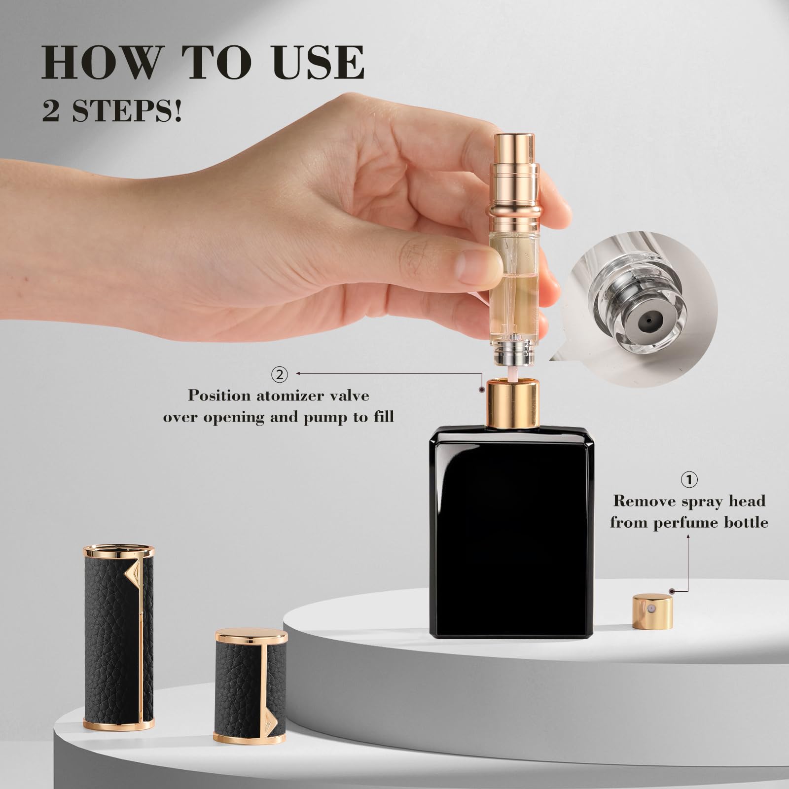 Premium 5ml Refillable Perfume Atomizer - Leak-Proof Travel Perfume Bottle with Luxury Dispenser Pump for Women & Men | Perfect for Airplane Carry-On, Gym Bag, and On-the-Go Fragrance Touch Ups