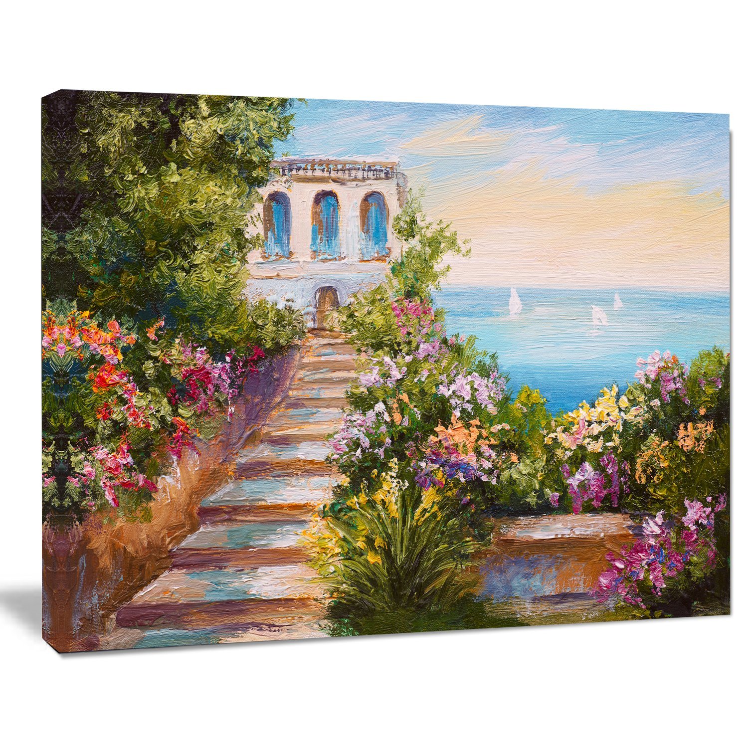 Coastal House Landscape Art Print Canvas - Beach House Wall Decor for Living Room, Bedroom & Office - Perfect for Home & Office Decor