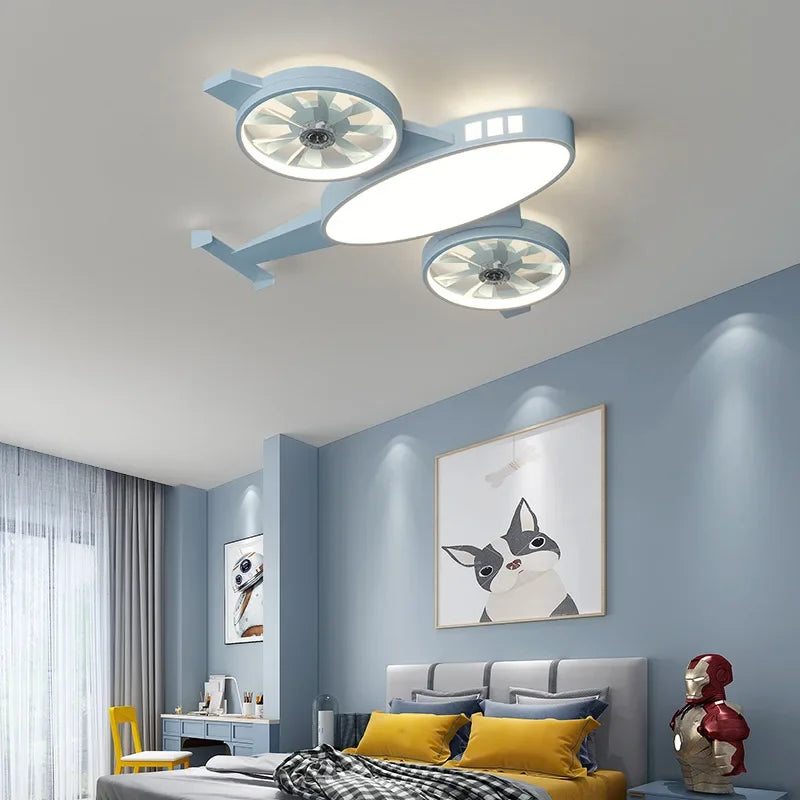 Stylish Mounted Airplane Ceiling Light & Fan for Kids Room Decor - Perfect for Nursery, Bedroom, and Playroom