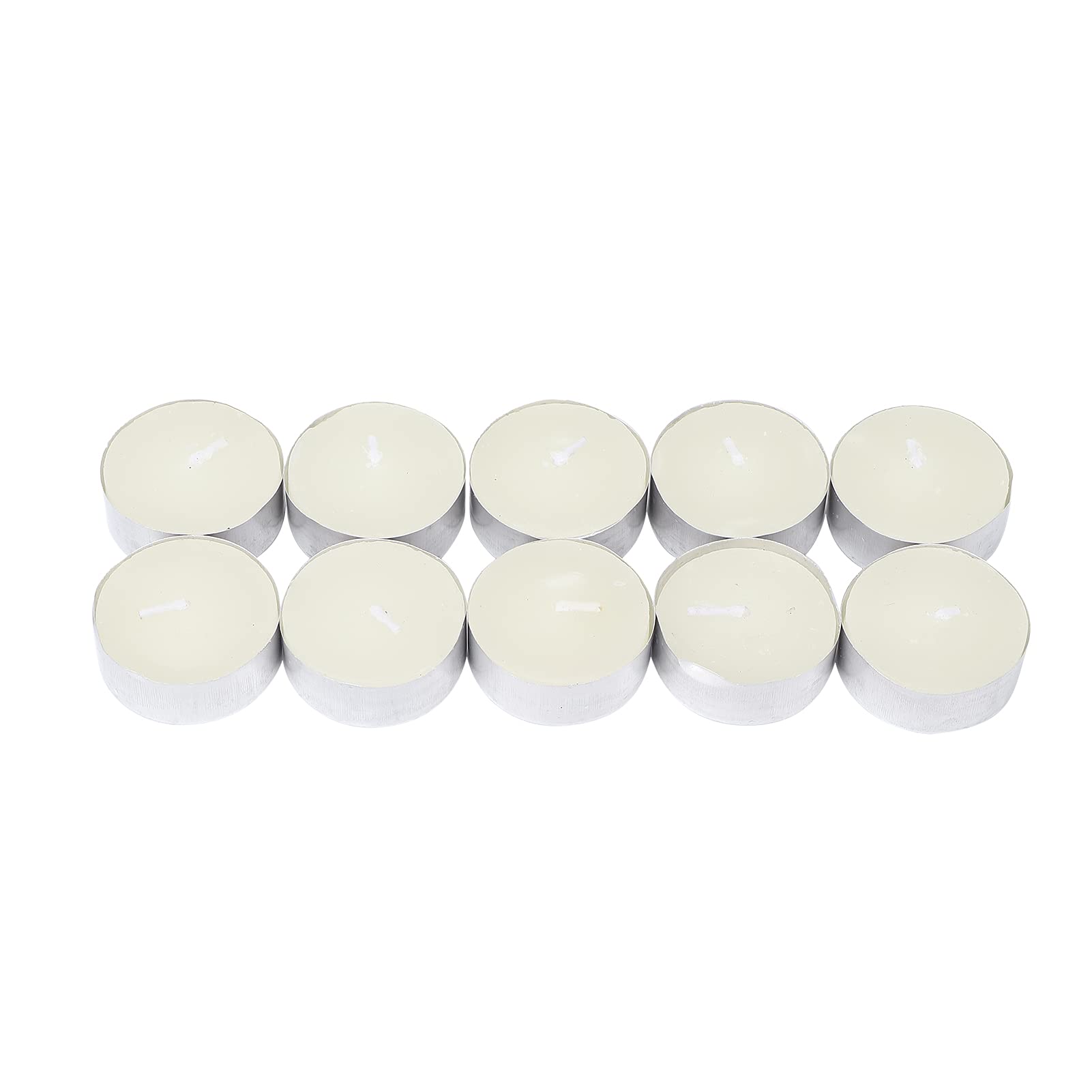 Brrnoo 10 Pack Smokeless & Dripless Tea Light Candles - White Decorative Candles in Aluminum Cups for Home Decor, Parties, Weddings, Romantic Dinners & Spa Relaxation