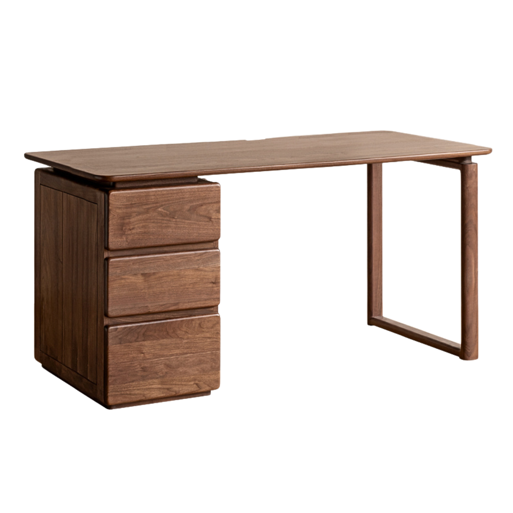 Premium Black Walnut & Ash Solid Wood Desk with 3 Drawers - Modern Home Office Writing Table for Study, Work & Remote Workspace