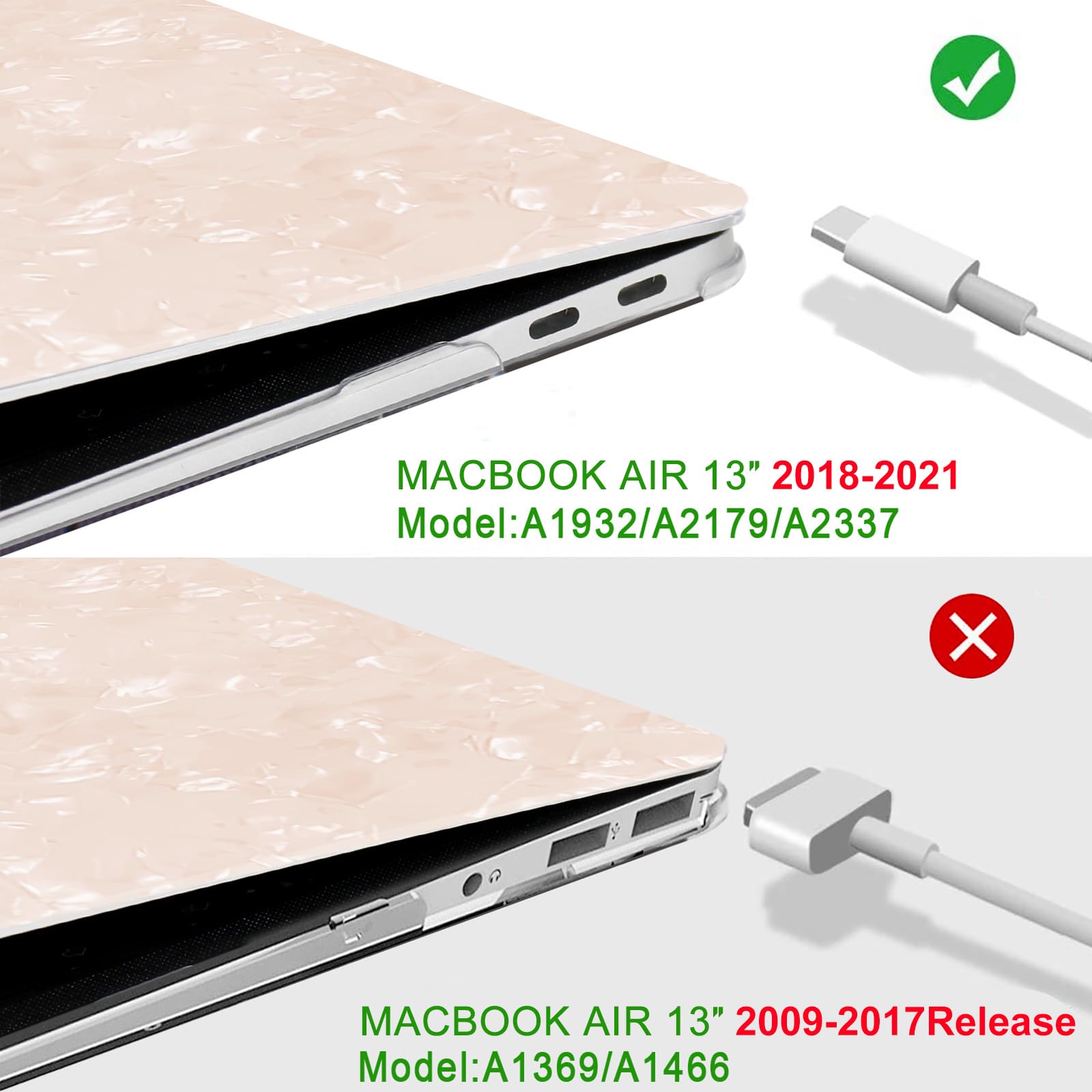 B BELK MacBook Air 13 Inch Case (2021-2018 Models A2337/A2179/A1932) - Protective Cover with Puffy Laptop Sleeve, 2 Keyboard Covers & Screen Protector in Glitter Pearly Gold | Perfect for Work, Travel & School Accessories