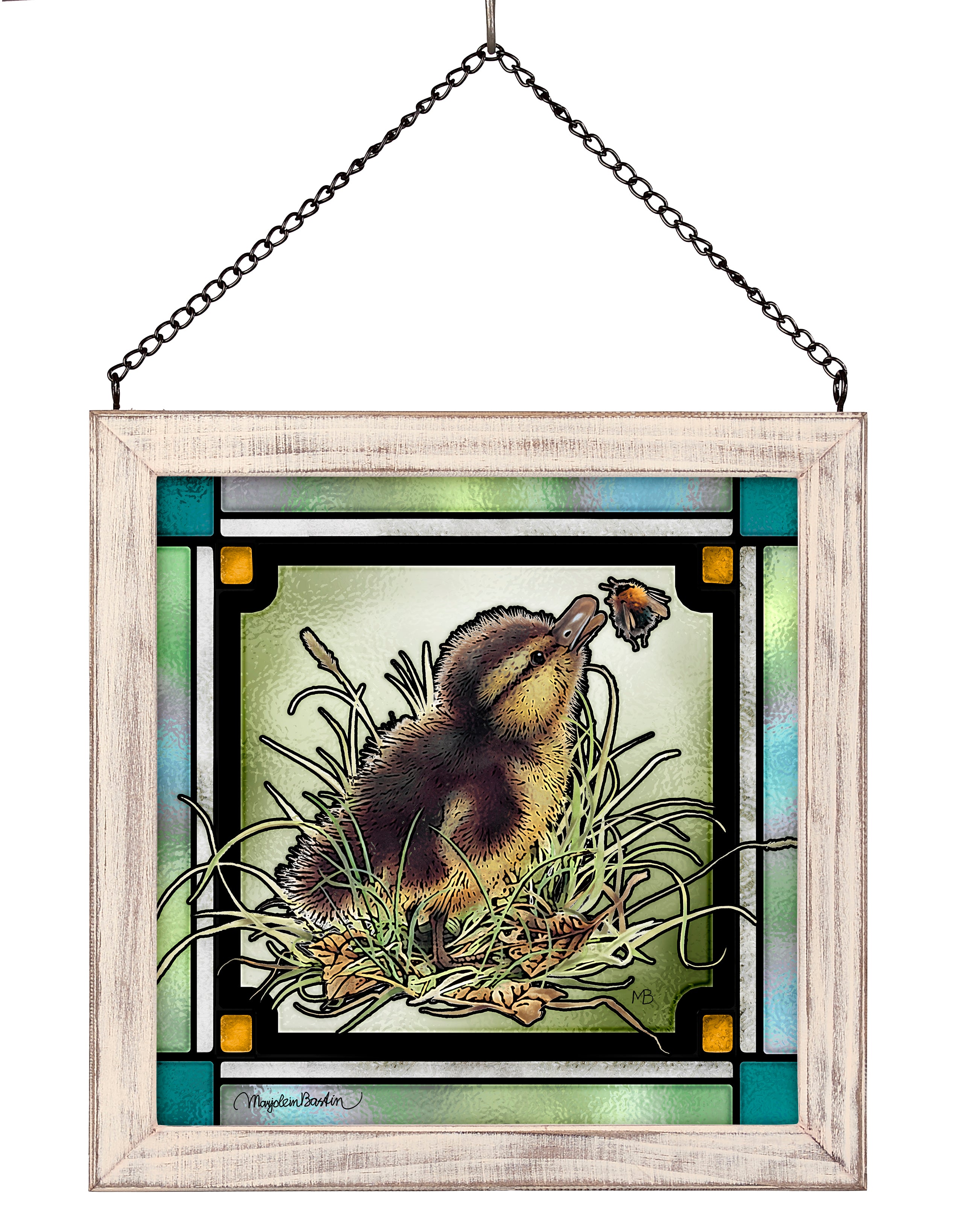 Handmade Stained Glass Duckling Art - 9x9 Inch Decorative Window Panel for Home, Nursery, or Gift | Perfect for Sunrooms, Windows, and Baby Shower Decor