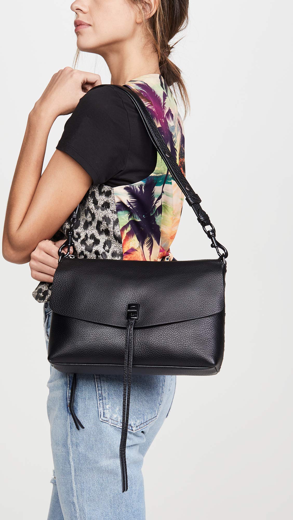 Rebecca Minkoff Darren Top Zip Shoulder Bag for Women - Genuine Leather Crossbody Purse with Adjustable Strap | Perfect for Work, Travel & Everyday Use